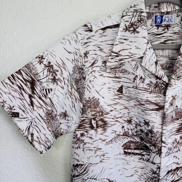 Vintage RJC Shirt Mens Large Hawaiian Aloha Button Up Island Print Camp Beach - Picture 6 of 11